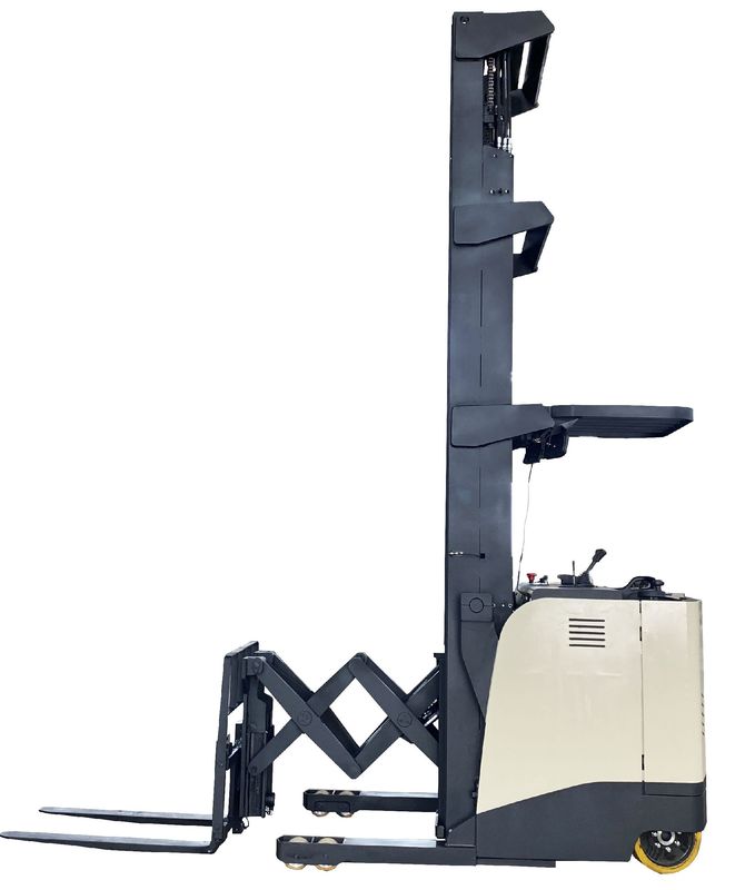 AC  Scissors Type Electric Reach Stacker Double Extension Position Double Reach Lift Truck Front Wheel 267*114mm